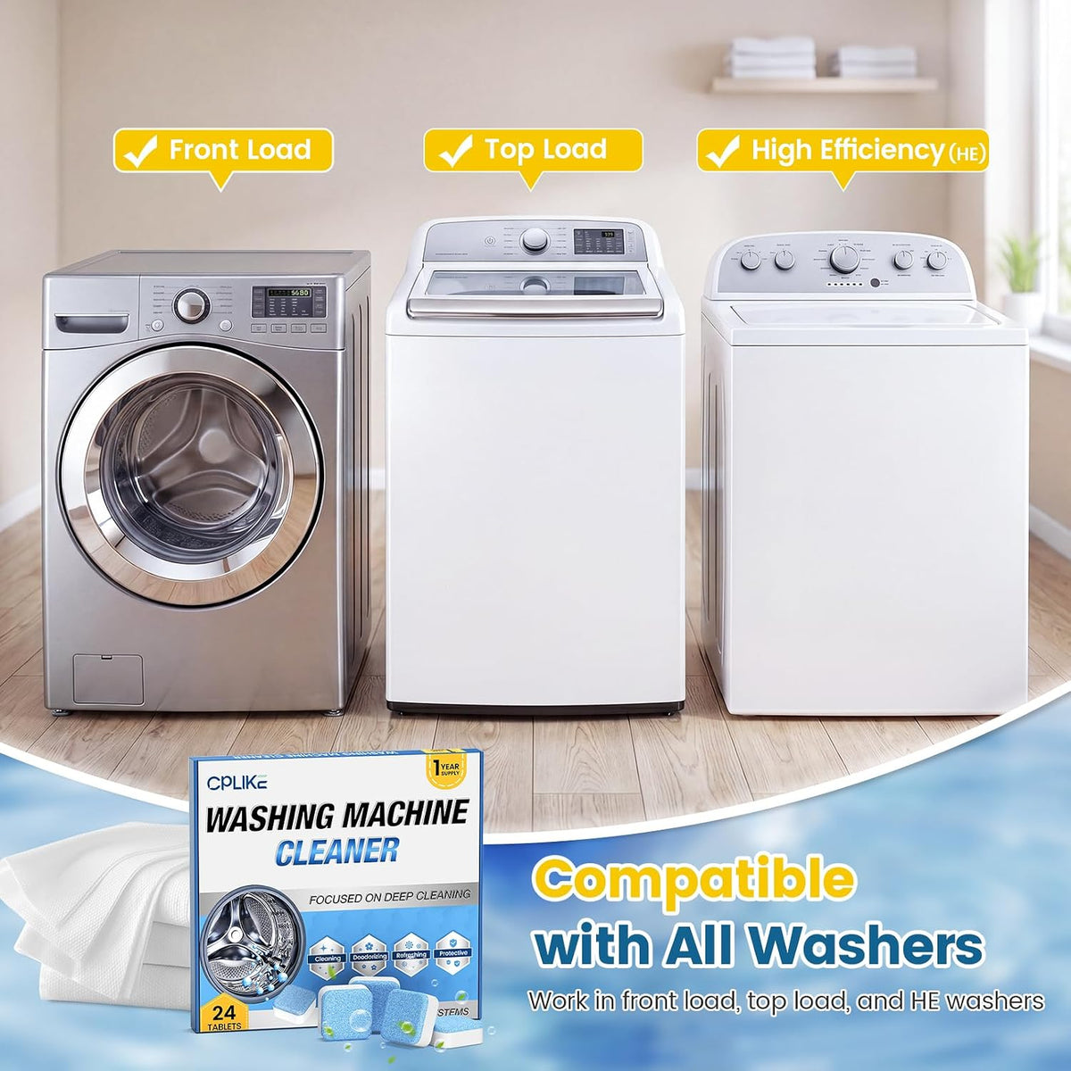 Washing Machine Cleaner Tablets for ALL Front & Top Loader