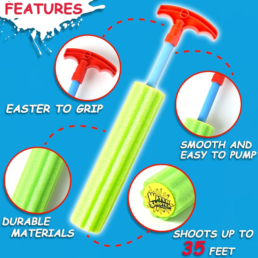 Water Blaster Soaker Guns, 6 Pcs Foam Water Squirters, Kids Adults Boy Girl Squirt Guns for Pool/Beach/Yard Play (Up