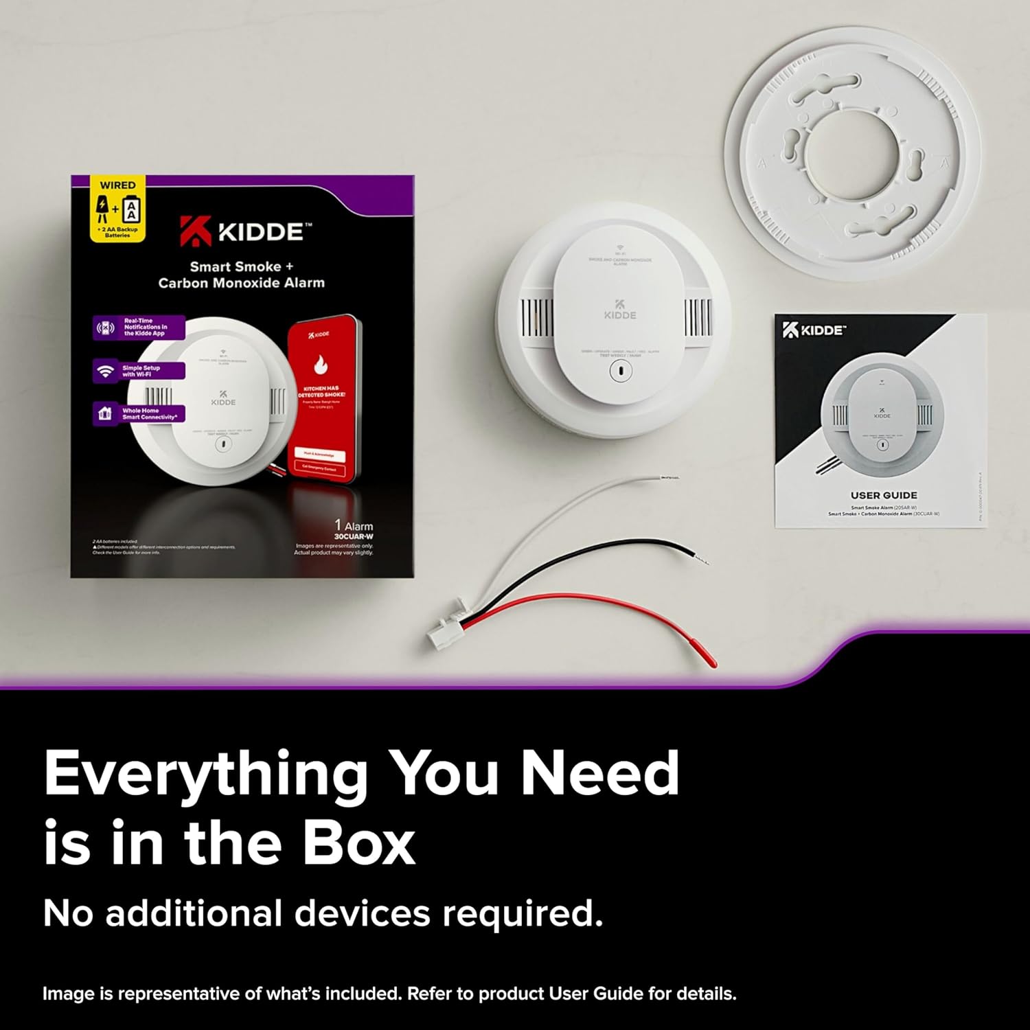 Hardwired Kidde App Enabled Smart Smoke and Carbon Monoxide Detector, AA Battery Backup, Voice Alerts, Interconnected