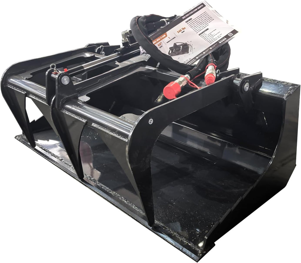44" Mini Skid Steer Root Grapple Bucket, Universal Quick Tach Connection, 3,000 PSI Hydraulic Cylinder with Cylinder