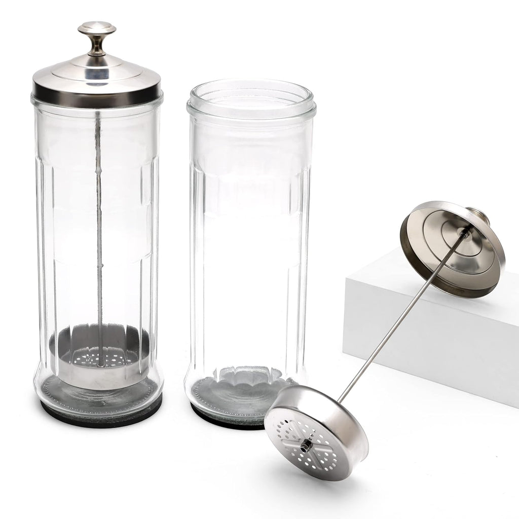 Glass Disinfectant Jar, 50 Oz Large Sterilizing Jar for Manicure & Pedicure Implements, Salon Barber Tools - 11.7"H x