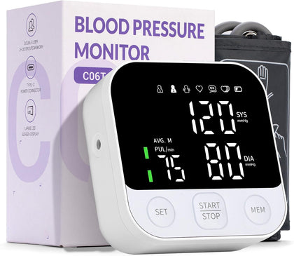 Blood Pressure Monitor Upper Arm Monitors Machine for Home Use Adjustable 8.7-16.5 inches Cuff Bp Machine with LED