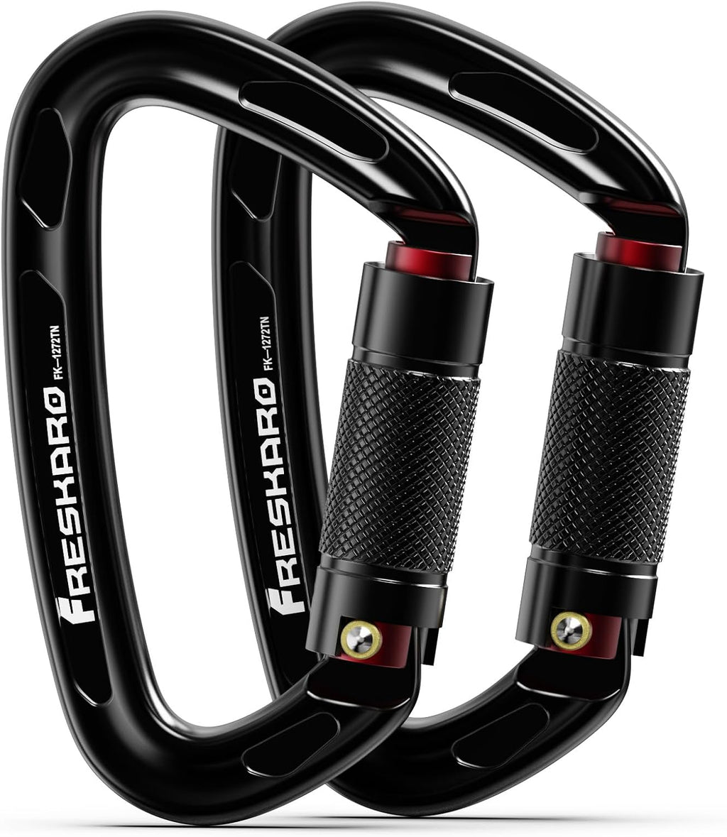 UIAA Certified 25KN Auto Locking Climbing Carabiner Clips, Twist Lock, and Heavy Duty Carabiners for Rock Climbing