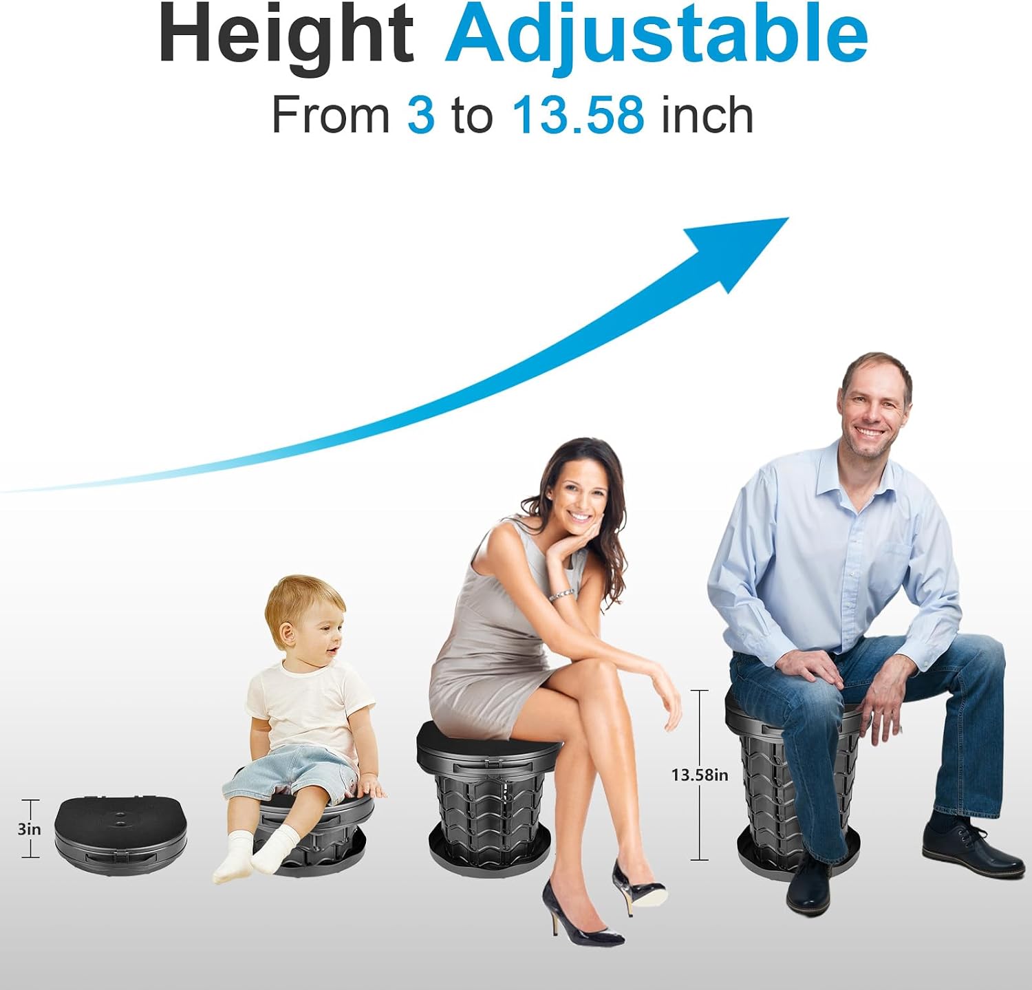 Retractable Portable Toilet Camping Toilet - Adjustable Height Camp Toilet Portable Potty for Camping, Car, Travel