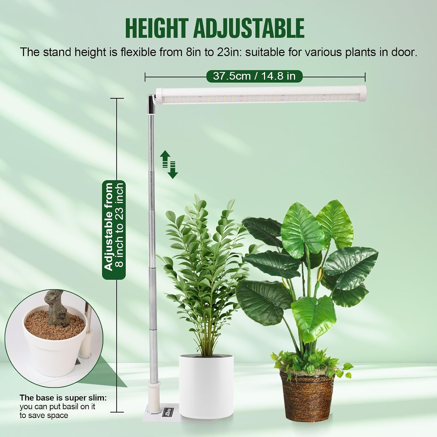 Standing LED Plant Light，Adjustable T10 Grow Light Bar, Full Spectrum Plant Grow Lamp on Stand for Indoor Plants Seed