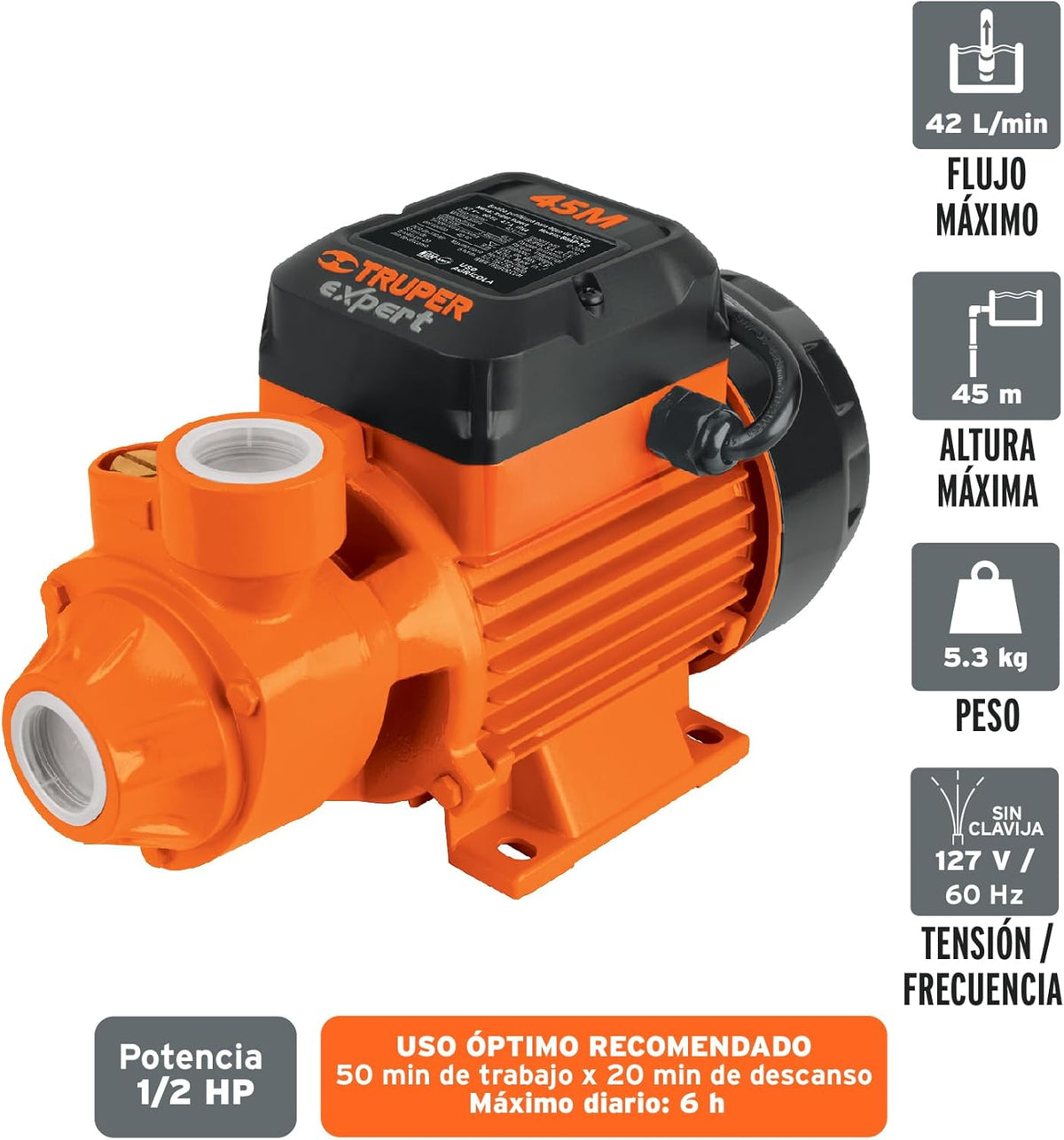 Truper 10068 / BOAP-1/2 - 1/2 HP Peripheral Impeller Water Pump