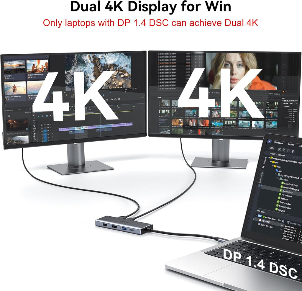 USB C Docking Station Dual Monitor for HP,Laptop Docking Station 3 Monitors