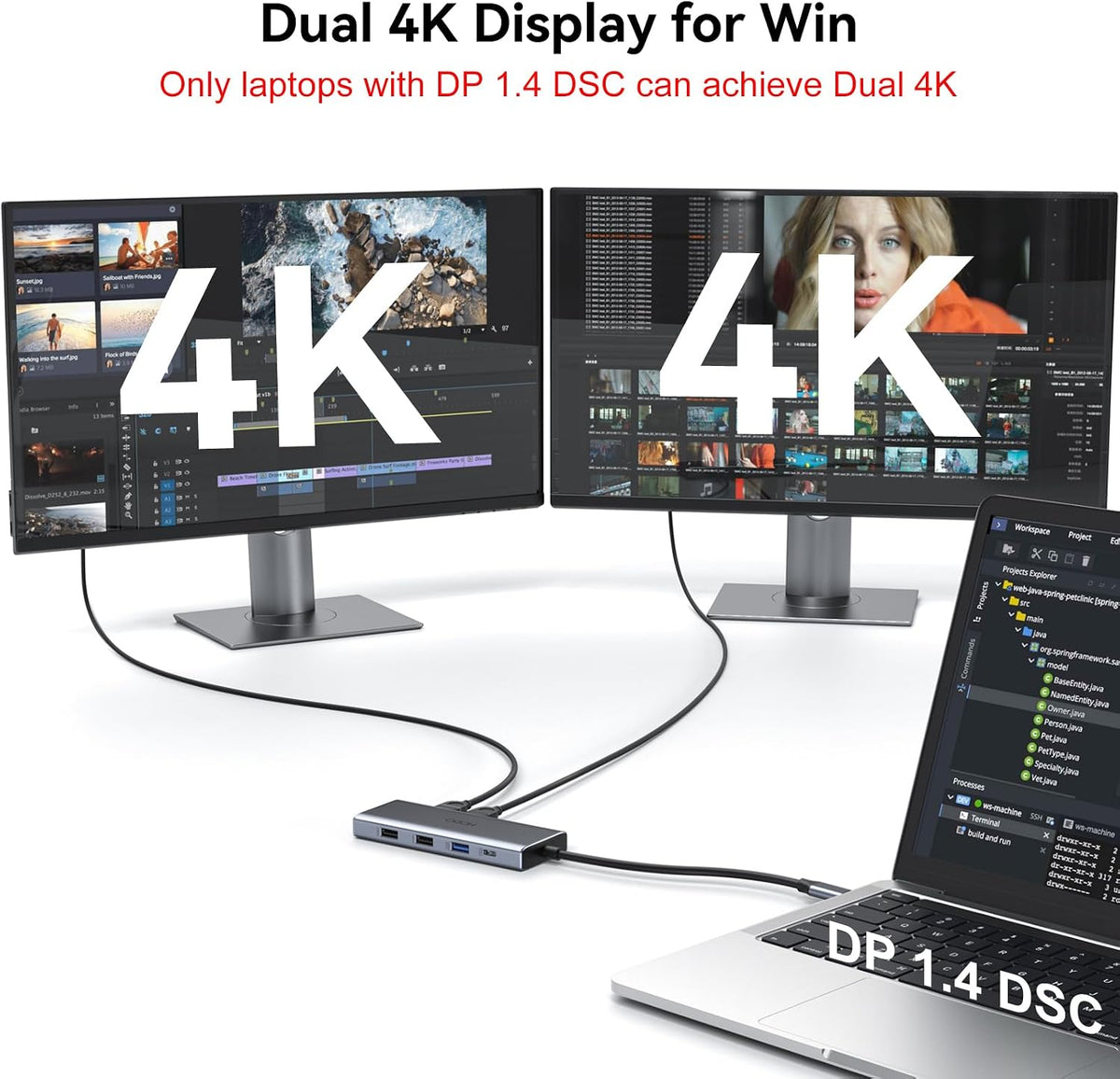 USB C Docking Station Dual Monitor for HP,Laptop Docking Station 3 Monitors