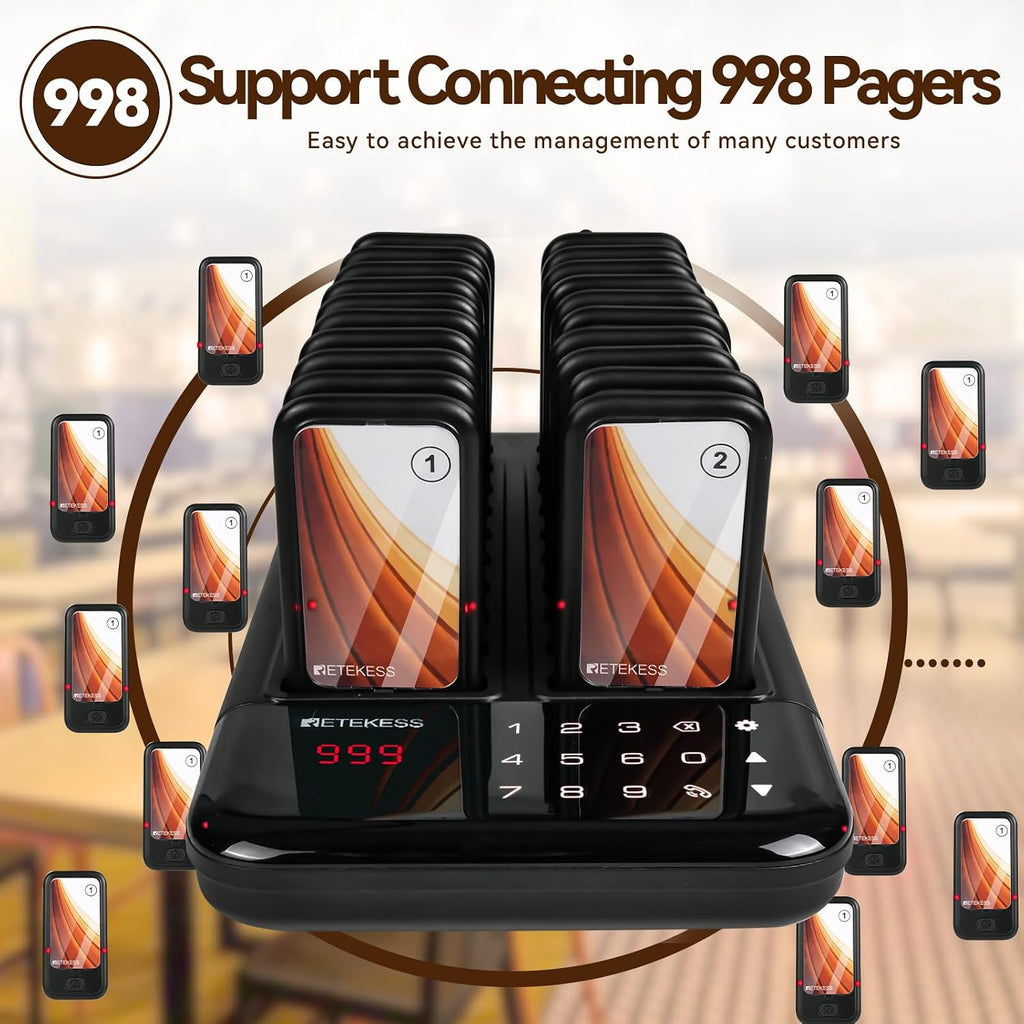 TD173 Restaurant Pager System, Buzzers for Restaurant, 20 Pagers