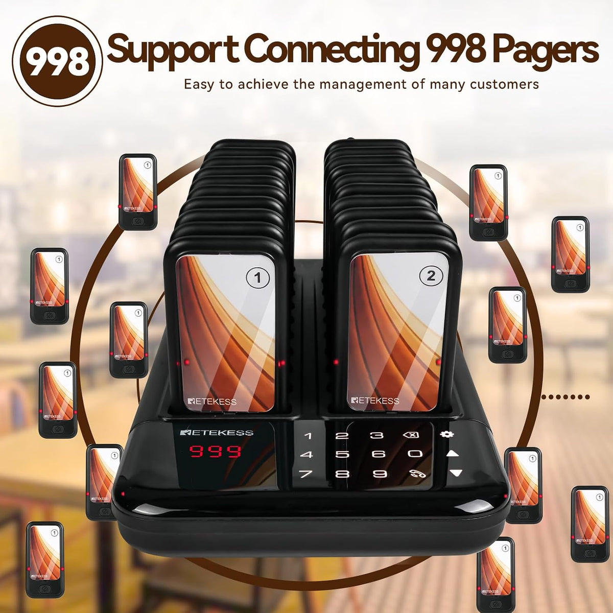 TD173 Restaurant Pager System, Buzzers for Restaurant, 20 Pagers