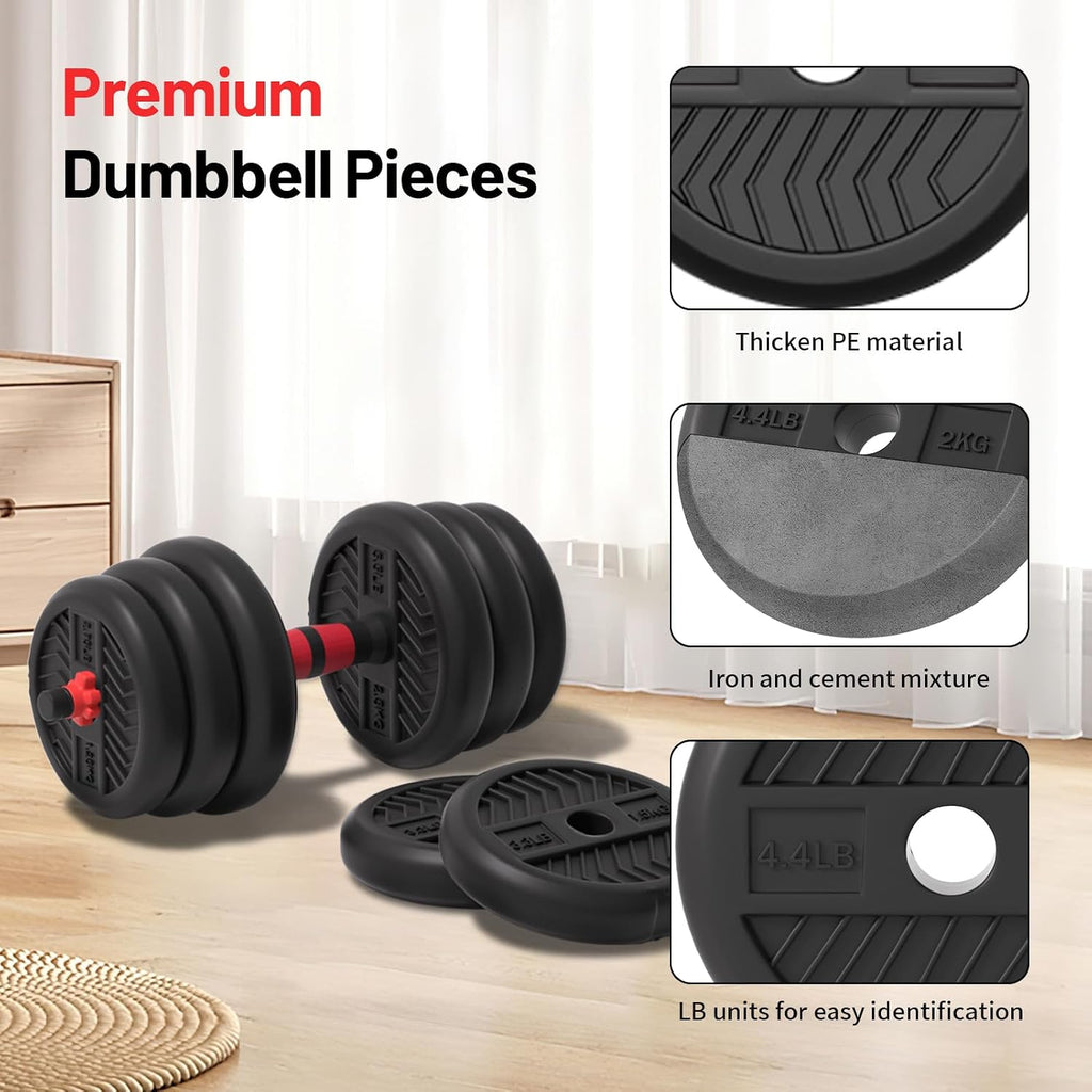 Adjustable Dumbbell, 20/30/45/70/90lbs Dumbbells Set, 4-in-1 Free Weights for Women/Men Workout Equipment Used as