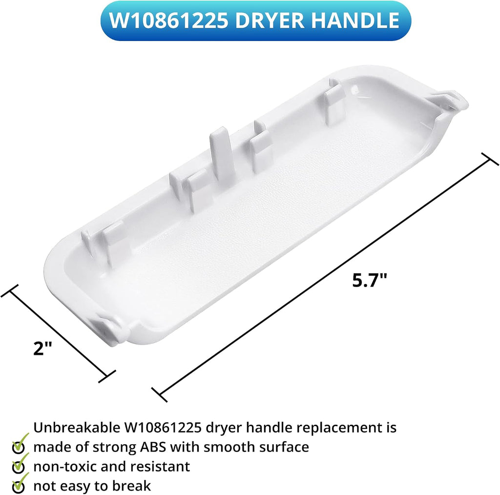 W10861225 W10714516 Dryer Door Handle Replacement For Whirlpool 7MWGD9919EM1 WED4616FW0 WED4810EW1 WED4815EW1 WED4850HW0 WED4915EW1 WED4916FW0 WED4950HW0 WED4975EW1 WED4985EW0 WED4995EW1 WED49STBW1