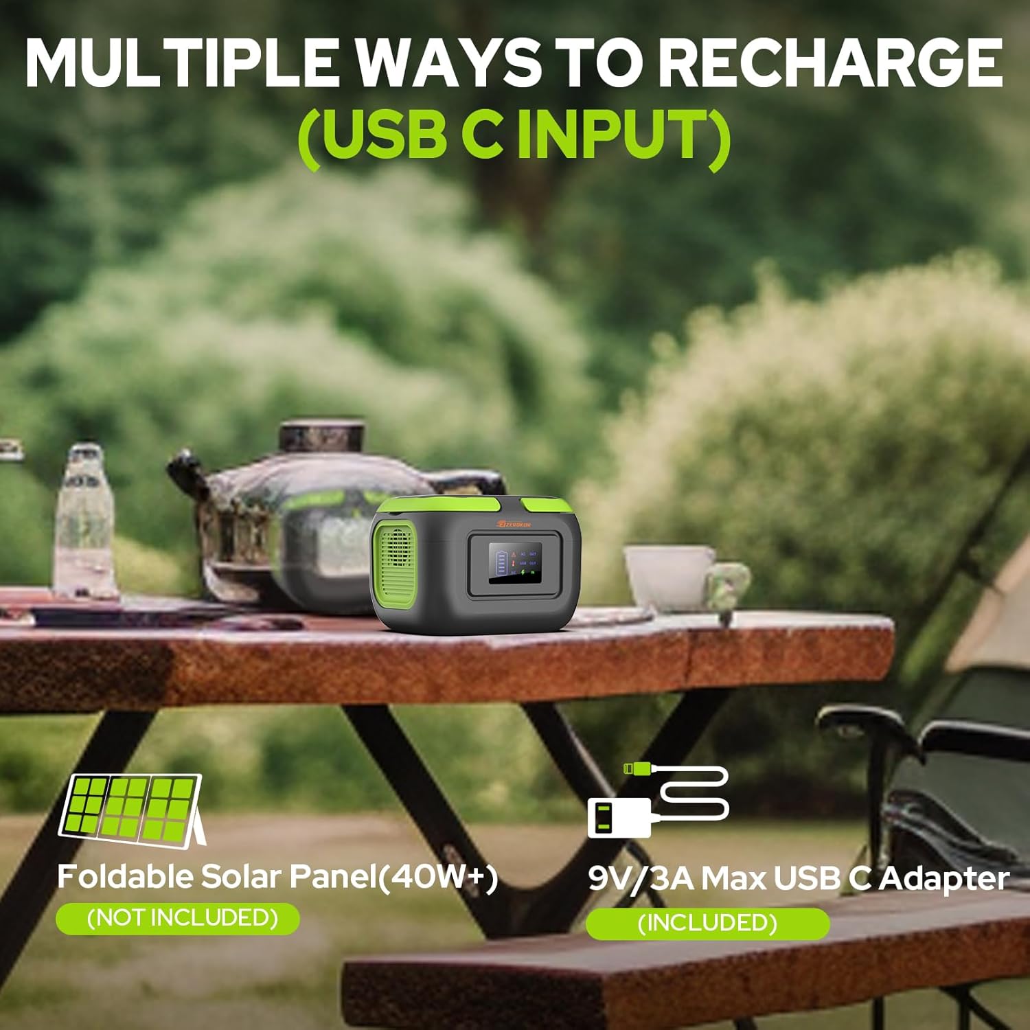 Solar Power Station with Panel, Portable Solar Power Bank with AC Outlet 120W Camping 110V Outlet Power Pack Fast