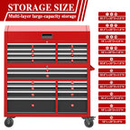 60'' Rolling Tool Chest Combo, 18-Drawer Heavy Duty Steel Tool Cabinet with Power Outlet, Locking System & Wheels