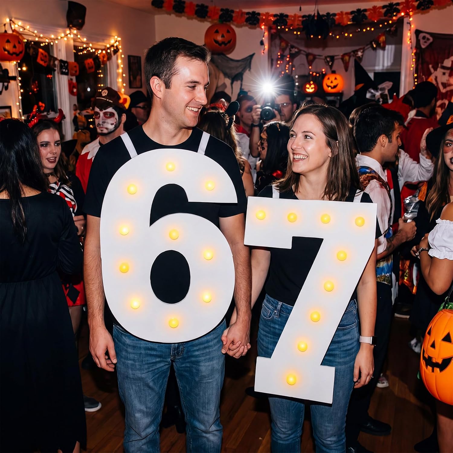 Six Seven Halloween Couple Costume 6 7 Matching Funny Outfit For Adults Men Women Duo Party Dress Up Photo Props
