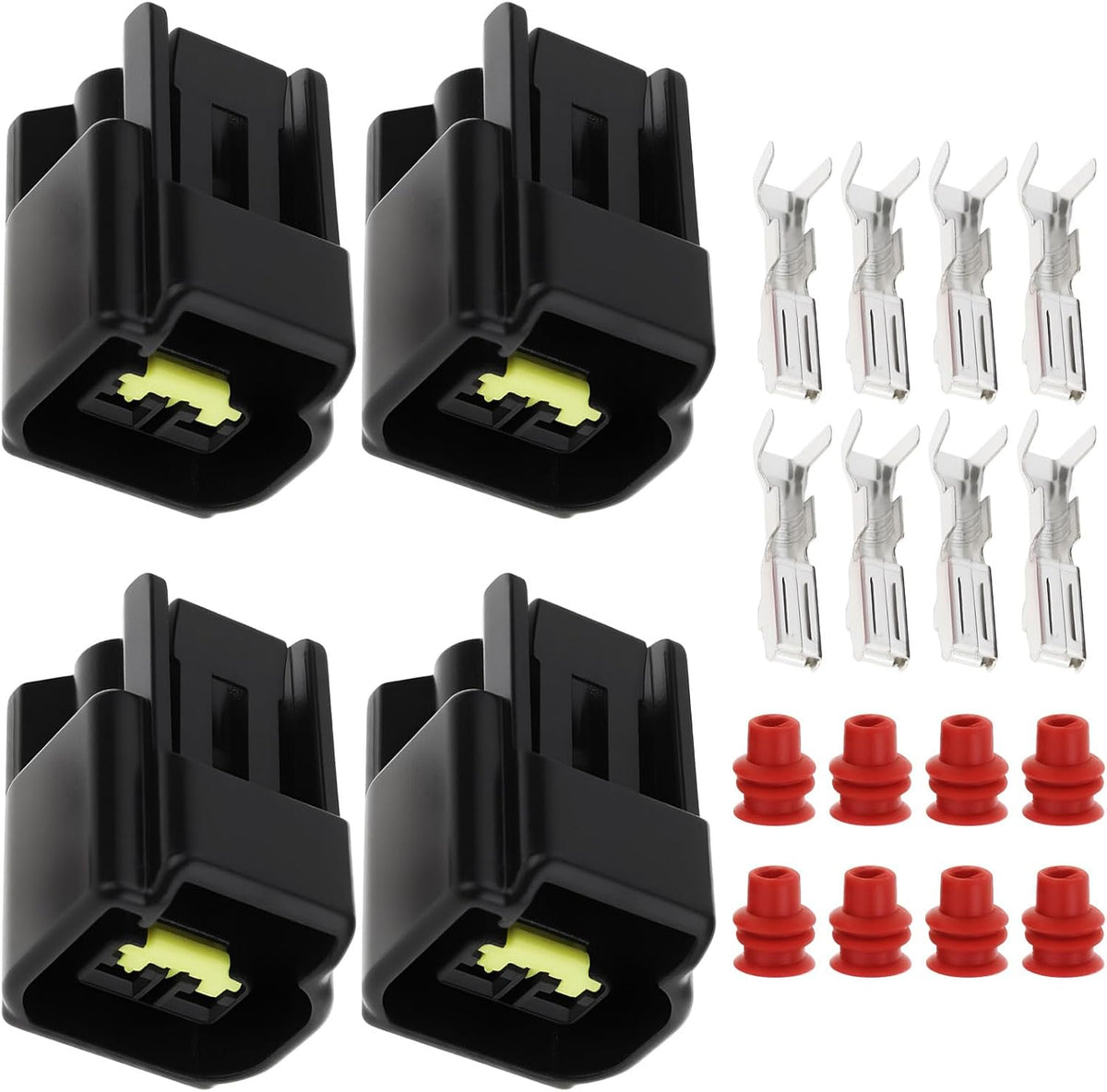 4Sets Motorcycle 2Pin Ignition Coil Connector Repair Kit Plug Compatible with Suzuki Compatible with Yamaha