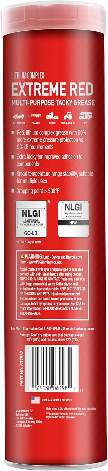 Valvoline Extreme Red Multi-Purpose Grease 14.1 OZ Cartridge