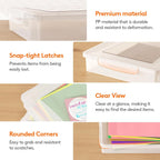 6 Pack Paper Organizer Storage, 12x9 Multi-Purpose Plastic File Box with Latching Lids, Containers for A4, Letter