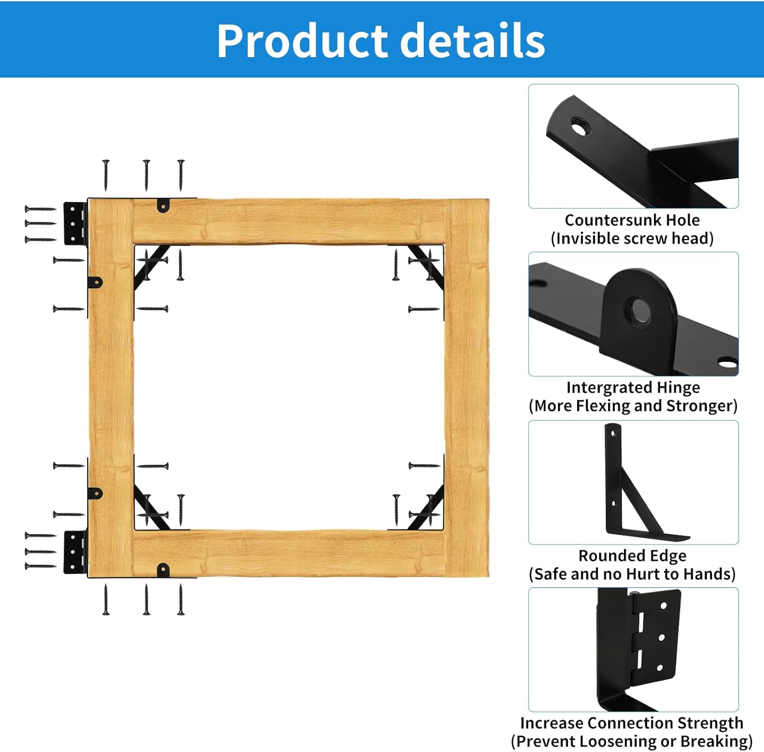 Fence Gate Kit Gate Hardware, Corner Brace Brackets Anti Sag Gate Kit Heavy Duty Gate Hardware for Wooden Fence,Shed