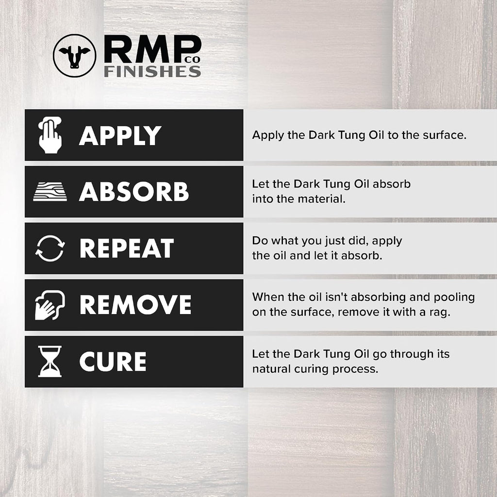 RMP Finishes Dark Tung Oil for Wood Finishing, Cutting Boards, Outdoor Furniture, Butcher Blocks, Wooden Flooring