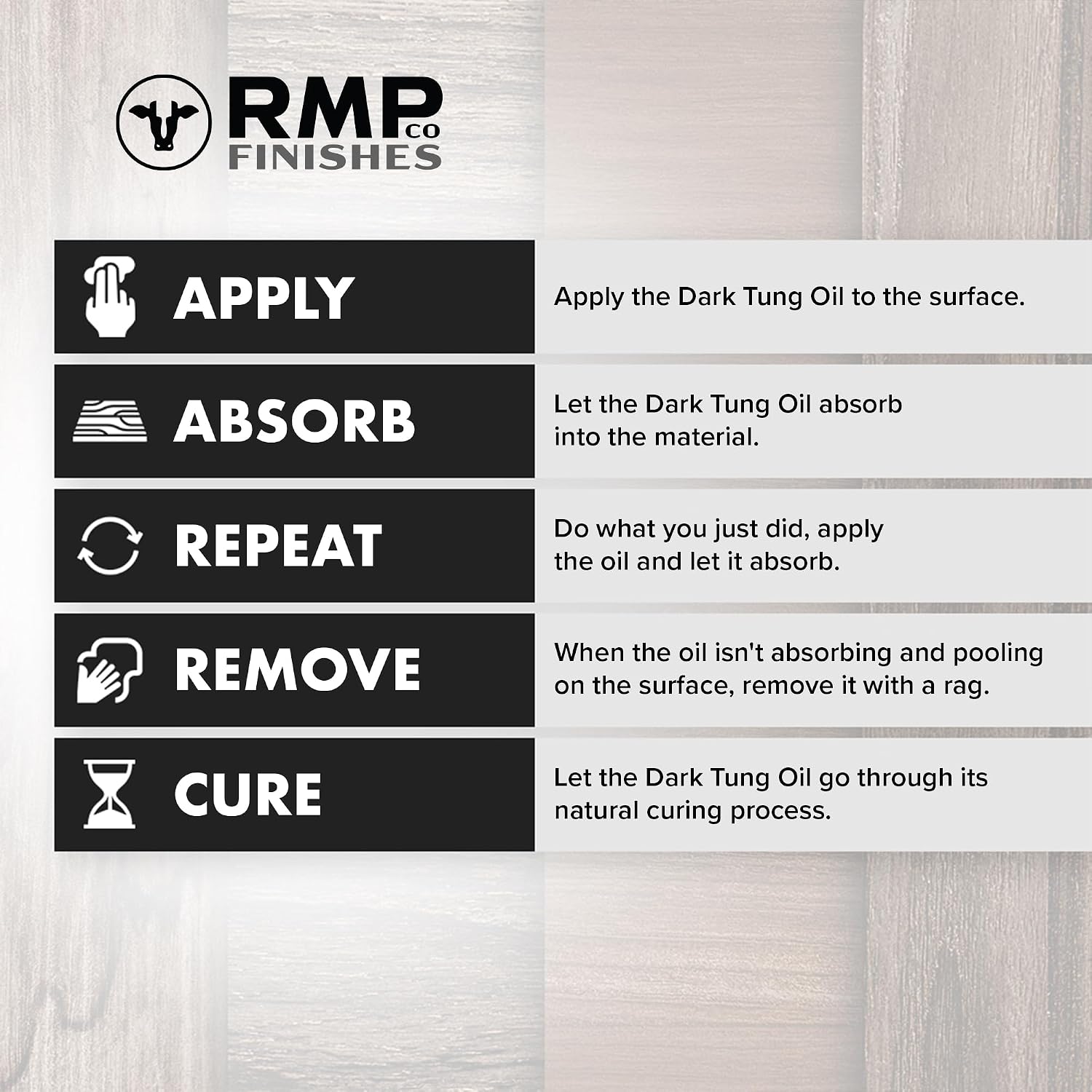 RMP Finishes Dark Tung Oil for Wood Finishing, Cutting Boards, Outdoor Furniture, Butcher Blocks, Wooden Flooring
