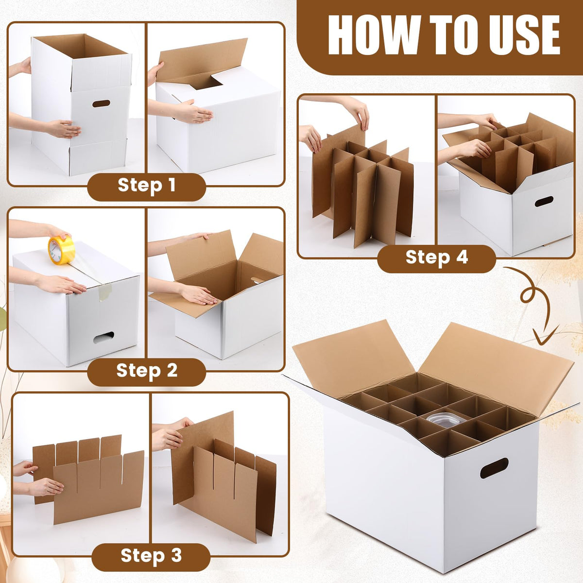 2 Sets Wine Glass Moving Boxes with Divider Kits