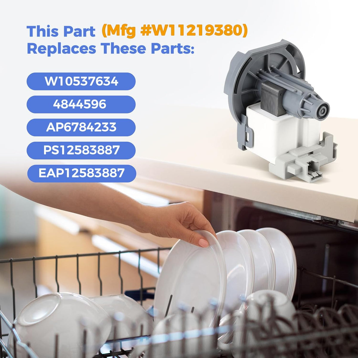 W11219380 Dishwasher Drain Pump for Whirlpool