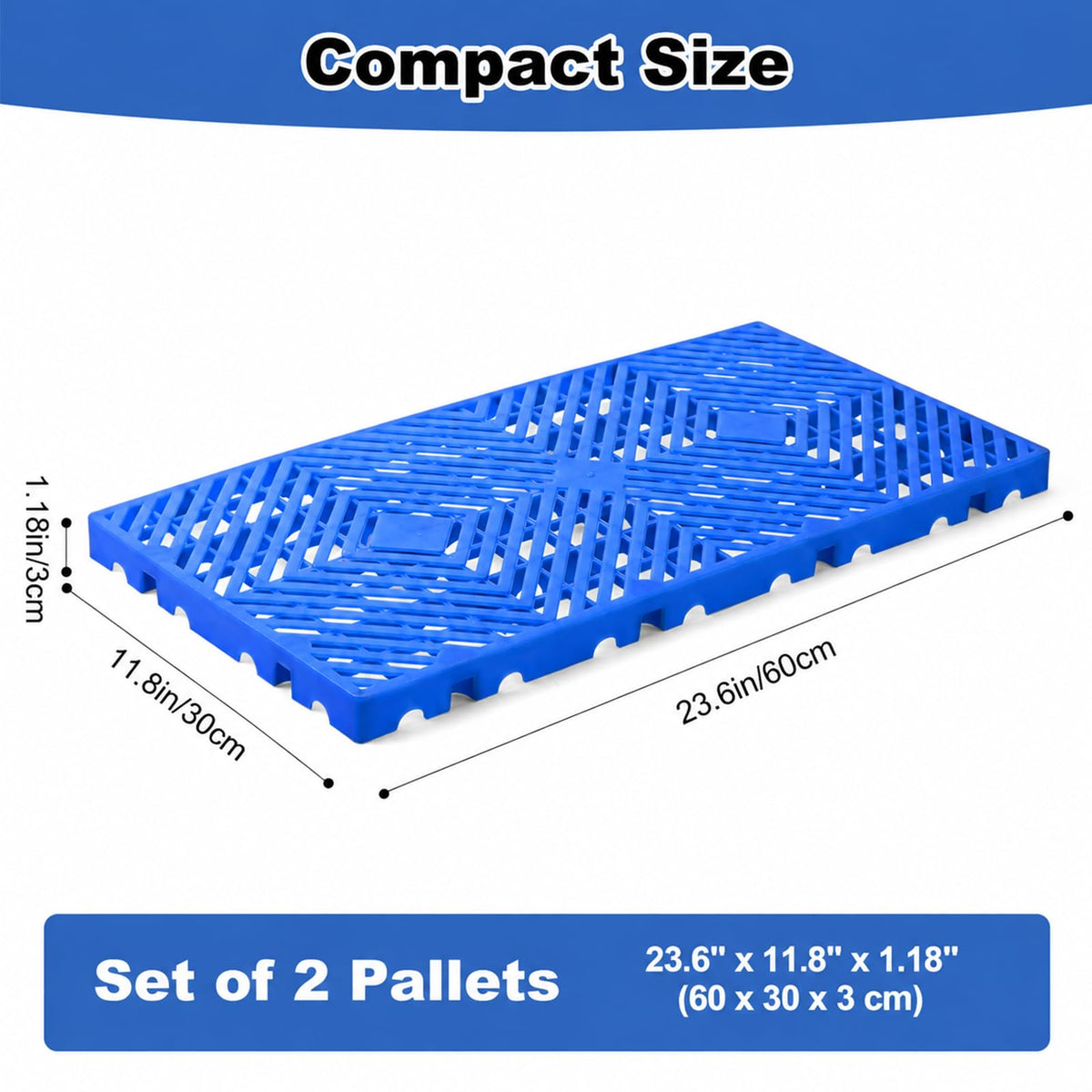 Kerbaeo Interlocking 2 Pcs Plastic Pallets for Basement Storage