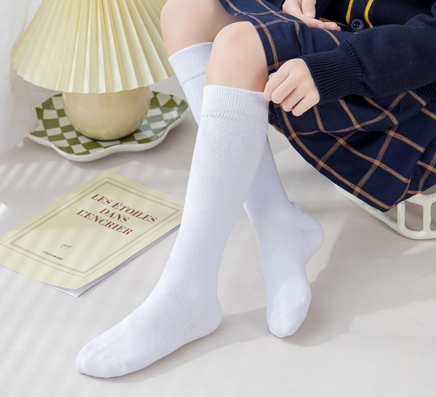 Girls Knee High Socks Seamless Cotton School Uniform Socks Kids Boy Over the Calf Sock 3/5 Pack