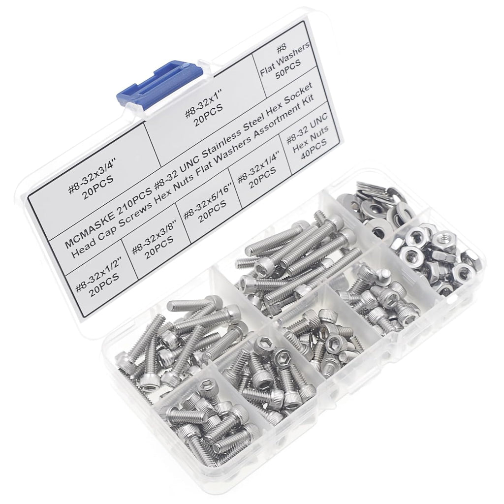 #8-32 UNC 304 SS Knurled Socket Head Cap Screws Nuts & Washers Kit