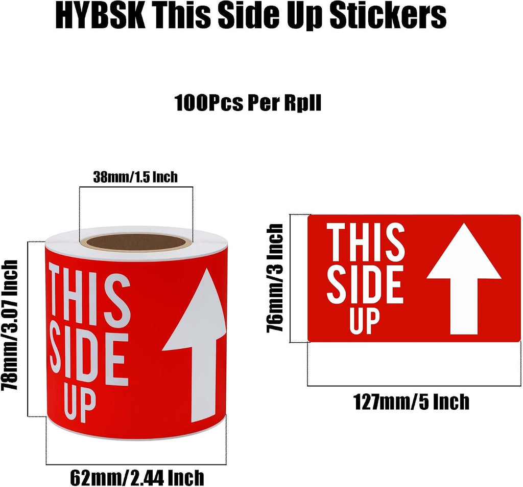 3x5 Inch This Side Up Warning Stickers for Shipping and Packing Total 100 Per Roll