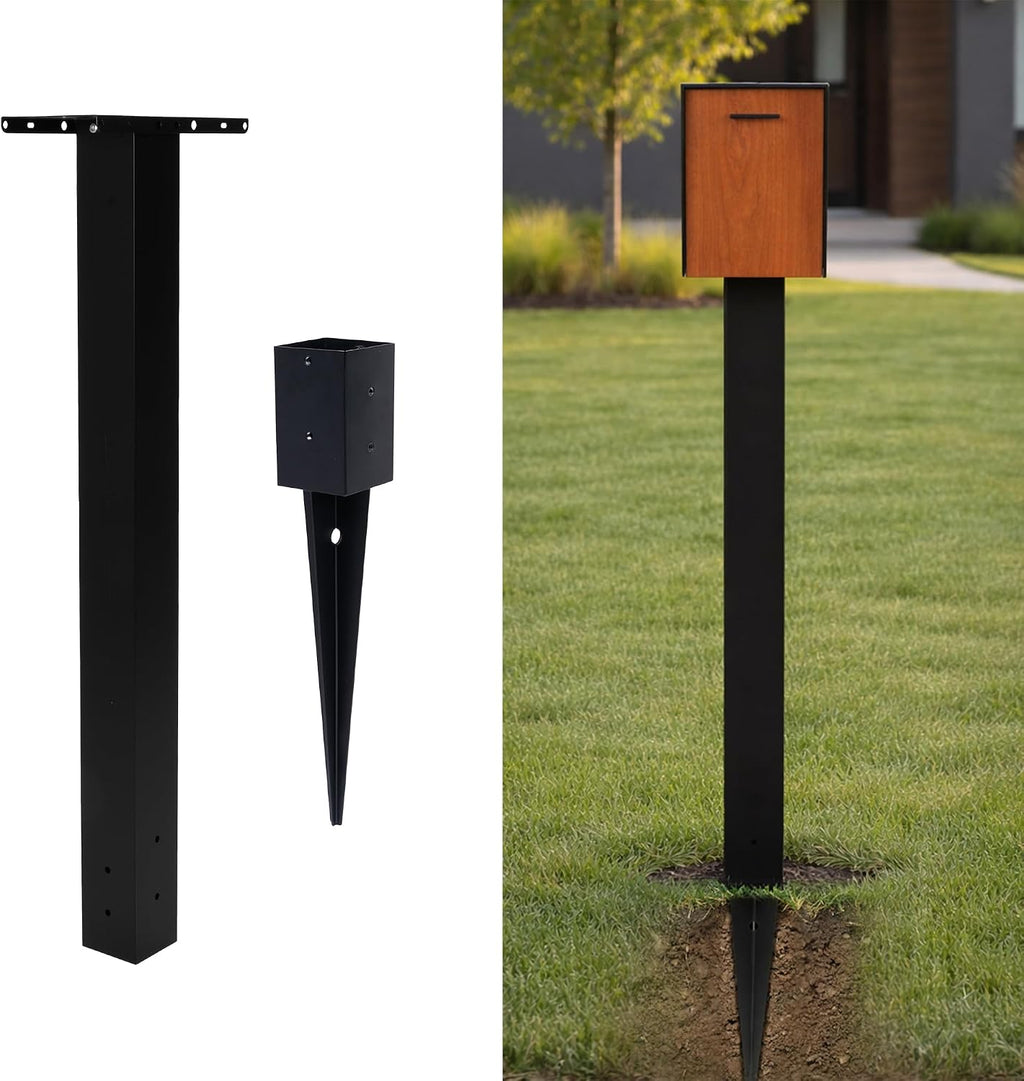 No Dig Mailbox Post Kit - 43x4x4 with 16 In Ground Anchors | Drive In Ground Anchors, Two Universal Mounting