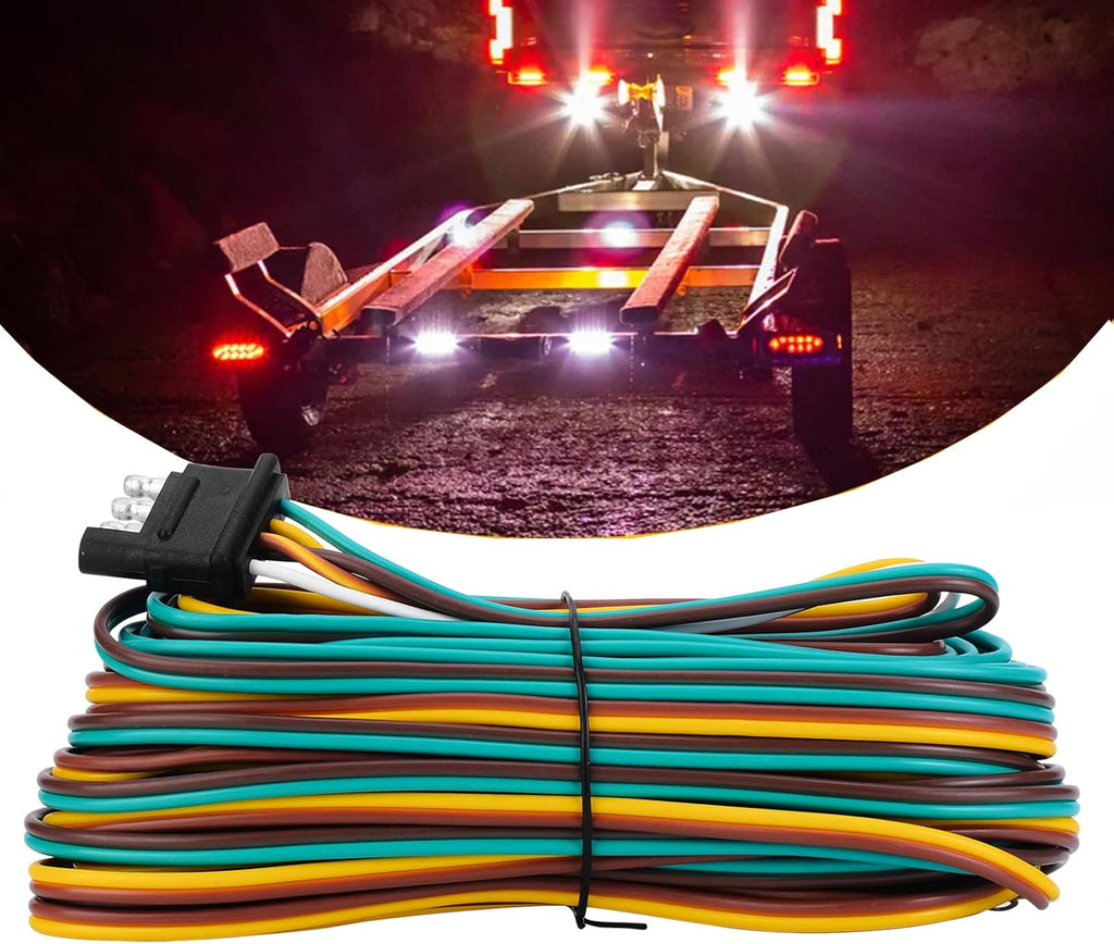 35FT 18 Gauge 4-Way Trailer Wire, Wishbone Wiring Harness Kit