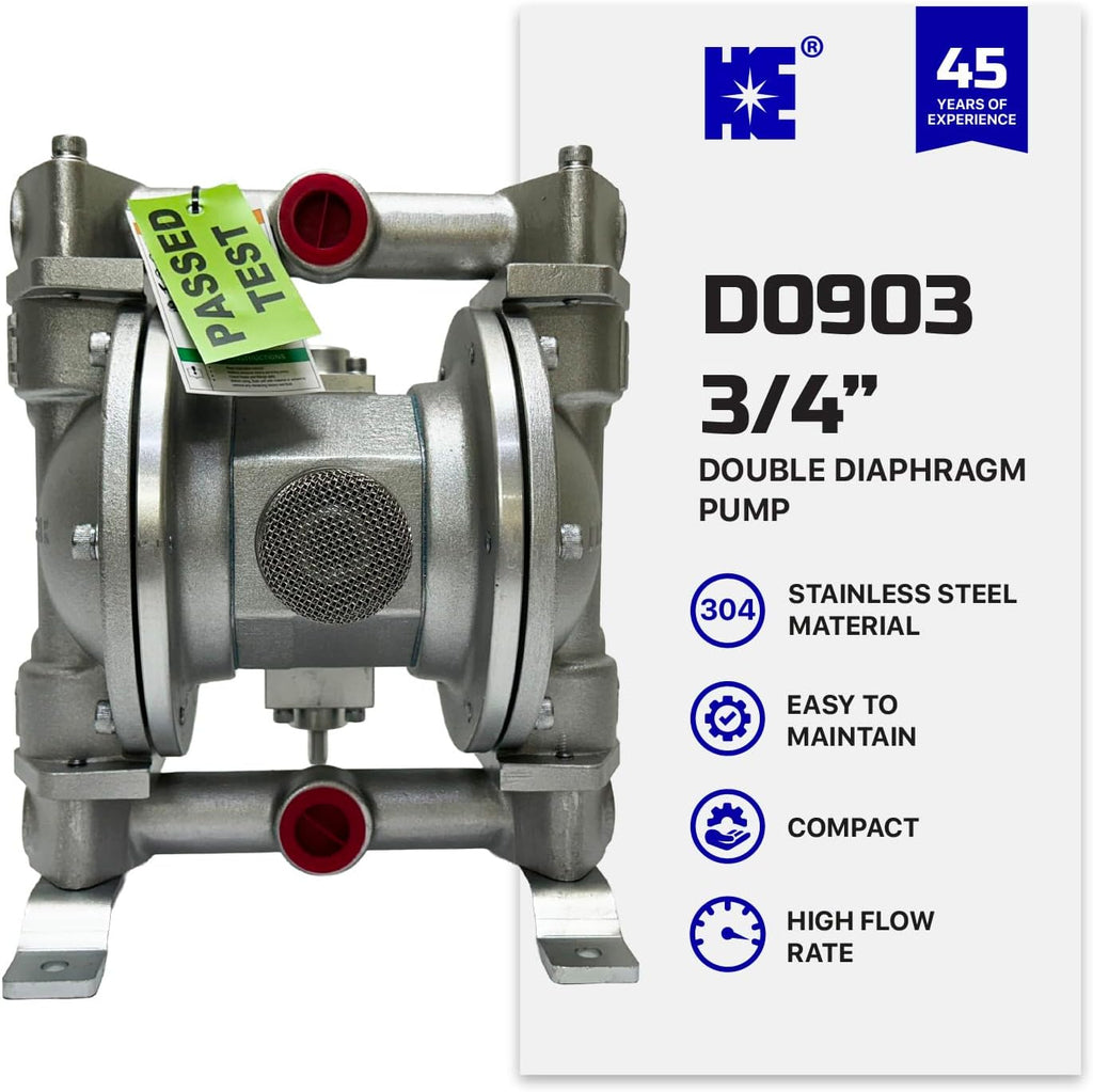 COSMOSTAR D0903 3/4" Double Air Diaphragm Pump, Aluminum Body, Teflon Ball, seat and Diaphragm, Pump Muffler, Pump, Chemical Pump, Waste Oil Pump, Pneumatic Oil Pump, Diaphragm Pumps