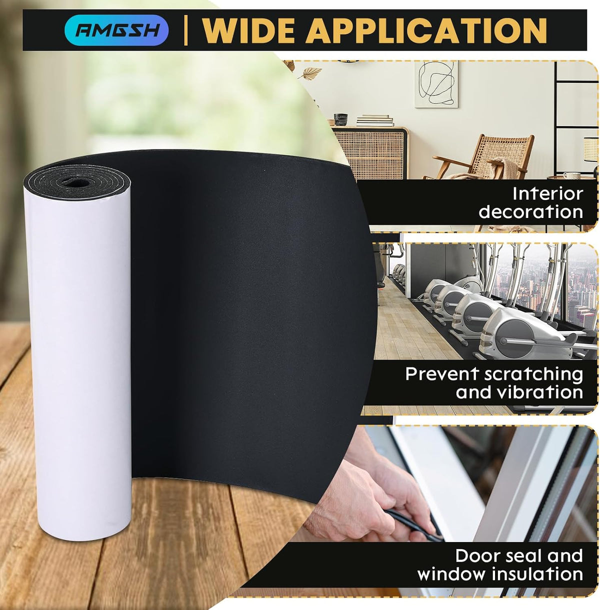 1/8" Thick, 12" x 59" Neoprene Foam Sheet with Adhesive