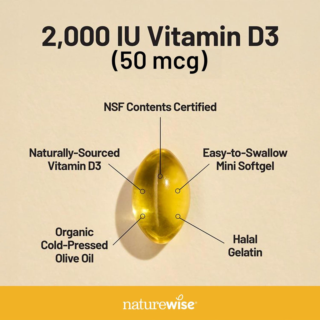 Vitamin D3 2000iu (50 mcg) 1-Year Supply for Immune Support, Healthy Muscle Function, and Bone Health, Gluten Free in