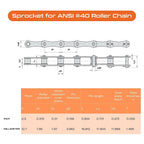 CHR #40 Roller Chain Sprocket, 10 Tooth, 1/2" Pitch, 3/4" Bore, 0.188" Keyway, Carbon Steel, B-Type Hub, 1.803" OD - ISO 9001-2000 Certified