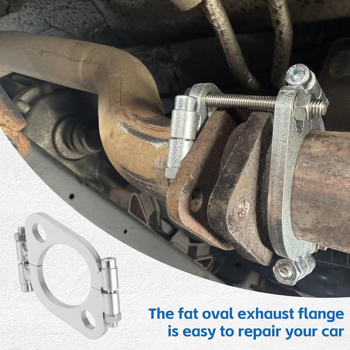 2.125 inch Split Flange Repair Kit,2 Packs Exhaust Flange Flat Split Flange Repair Replacement Kit with 2 Bolts