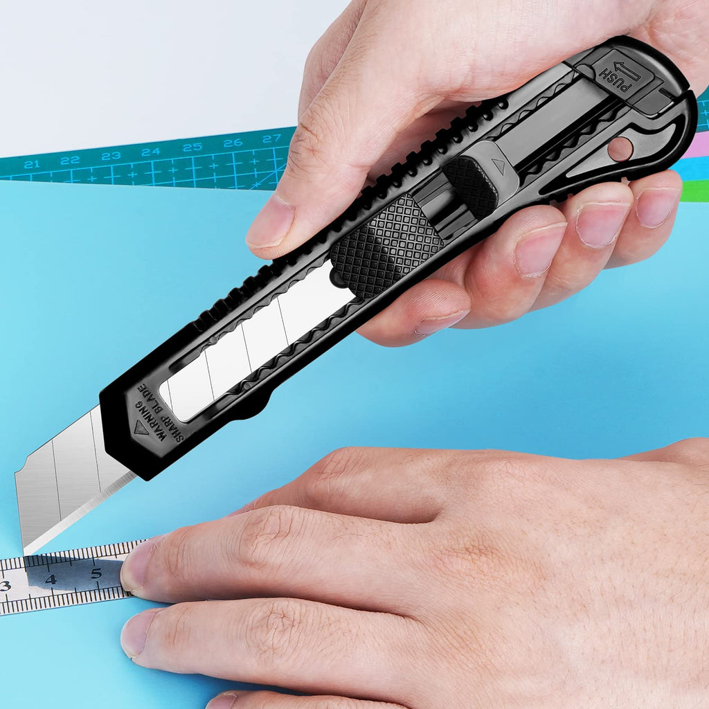 30 Pack Box Cutter Retractable, Box Cutters with 18mm Wide Utility Blades, Sharp Utility Knife Retractable, Box