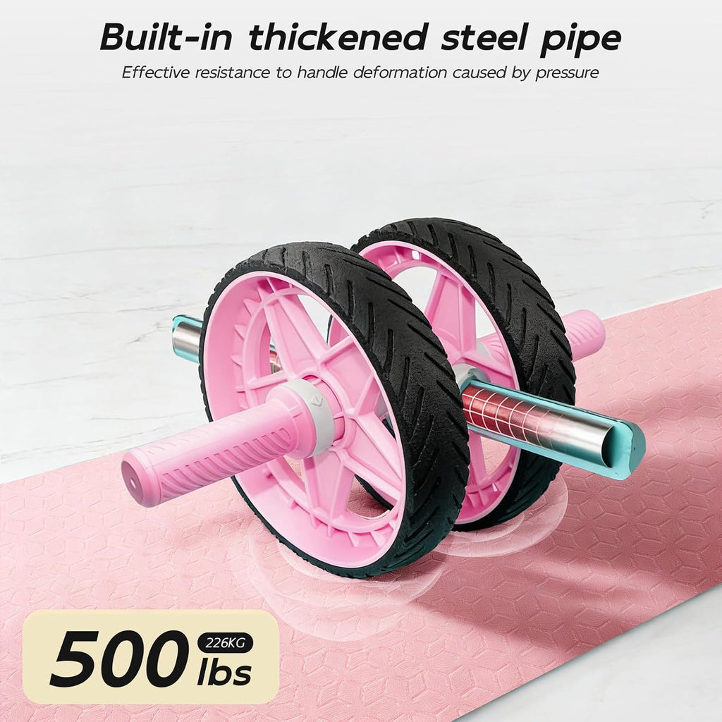 Double-Wheel Ab Roller for Core Training – Rebound Design with Adjustable Elastic Band, Silent Non-Slip Wheels