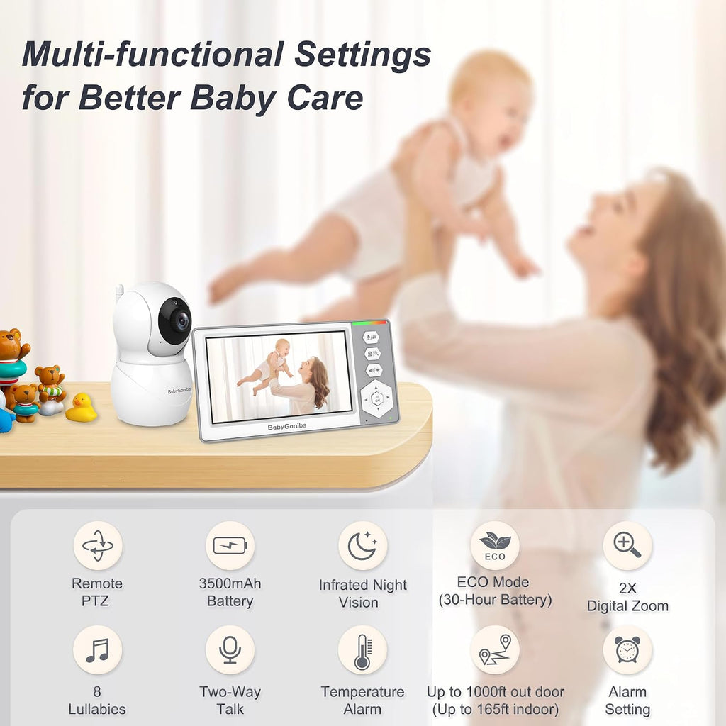 Baby Monitor with Camera and Audio, 4.3'' Video Baby Monitor with 1000ft Long Range and 30-Hour Battery, No