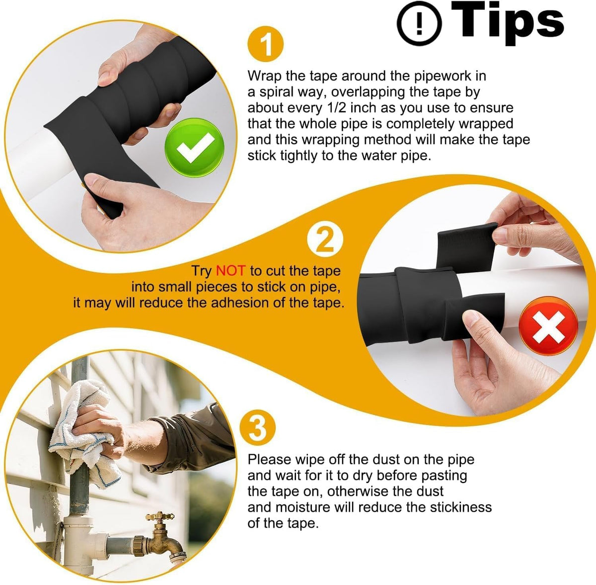 Pipe Insulation Tape, Pipe Wrap Insulation Foam Tape Self Adhesive, Outdoor Water Pipe Insulation Roll for HVAC, AC