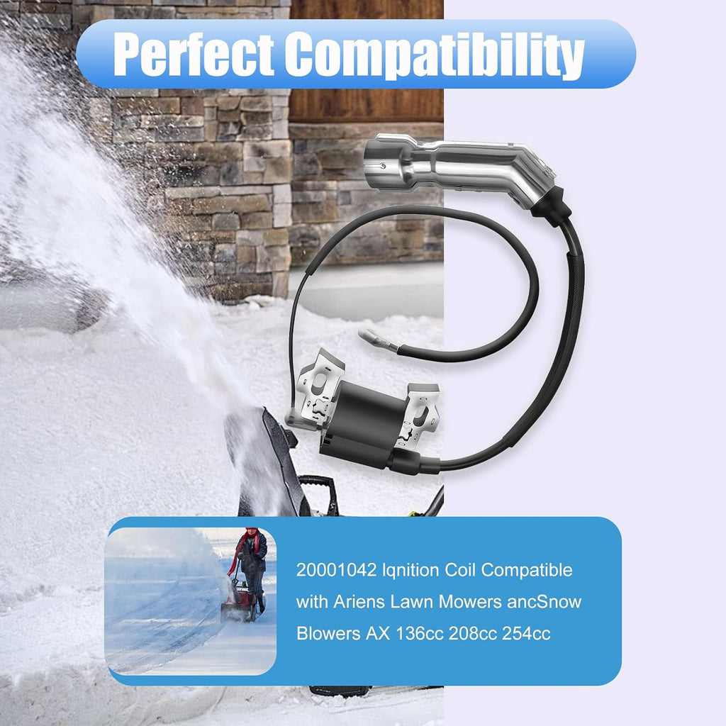 20001042 lqnition Coil Compatible with Ariens Lawn Mowers ancSnow Blowers AX 136cc 208cc 254cc Spark plug wire 8.5 Inches