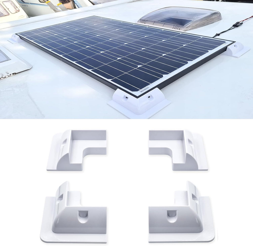 Solar Panel Mounts Bracket Set of 4pcs (White), Drill Free ABS Corner Roof Brackets Mounting Kit, Durable Solar Mount