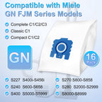 16 Pack 3D Airclean GN Vacuum Cleaner Bags for Miele Classic C1 Complete C1