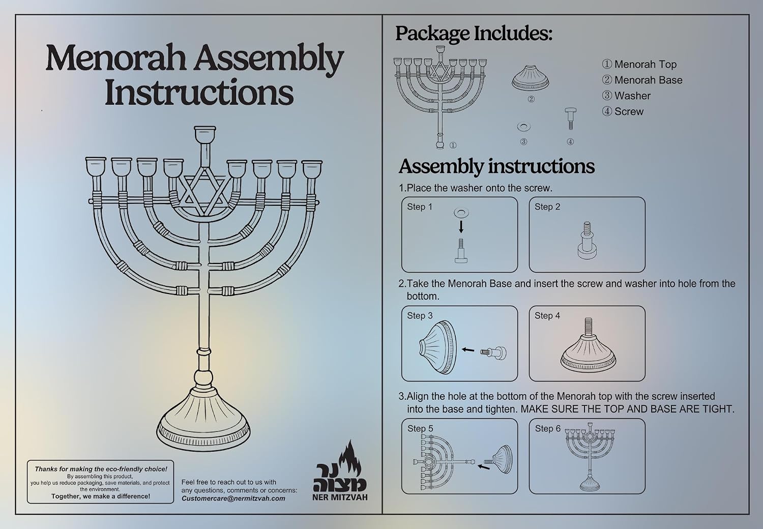 Hanukkah Menorah Complete Set - Menorahs for Chanukah - Includes Menorah, Hanukkah Candles, Dreidels, Play Coins
