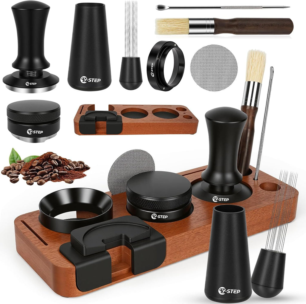 8 Pcs Espresso Accessories Kit, 51mm Espresso Tamper Kit Espresso Tools Barista Kit & Espresso Tamping Station, with