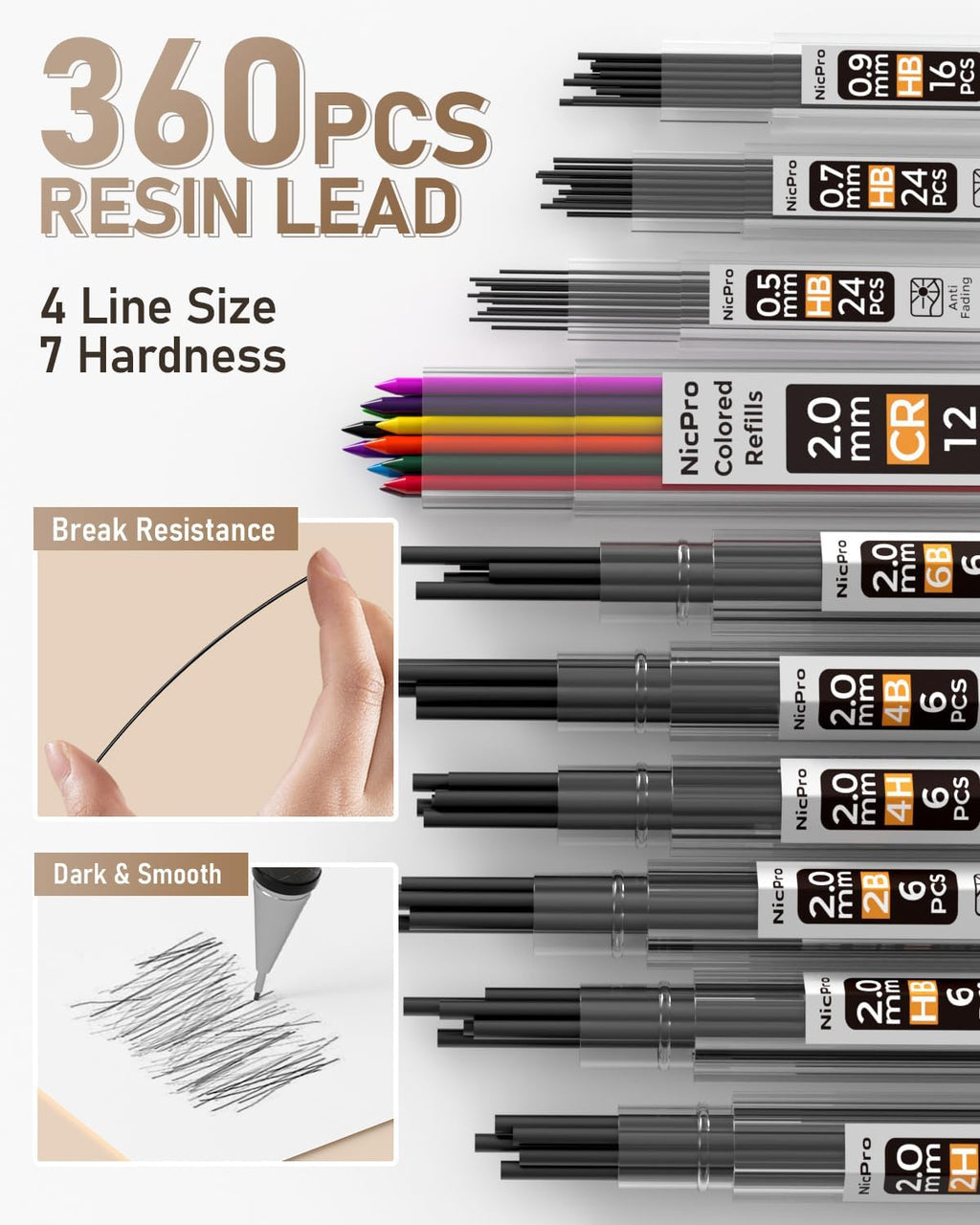 35PCS Art Mechanical Pencil Set, 3 PCS Metal Drafting Pencil 0.5 mm & 0.7 mm & 0.9 mm & 3 PCS 2mm Lead Holder (6B 4B