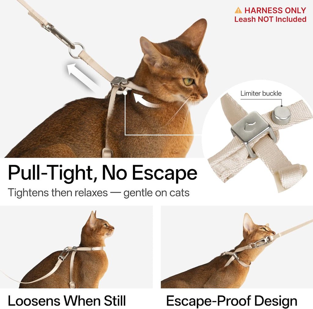 Escape Proof Cat Harness Anti-Choke Quick Release, Linen