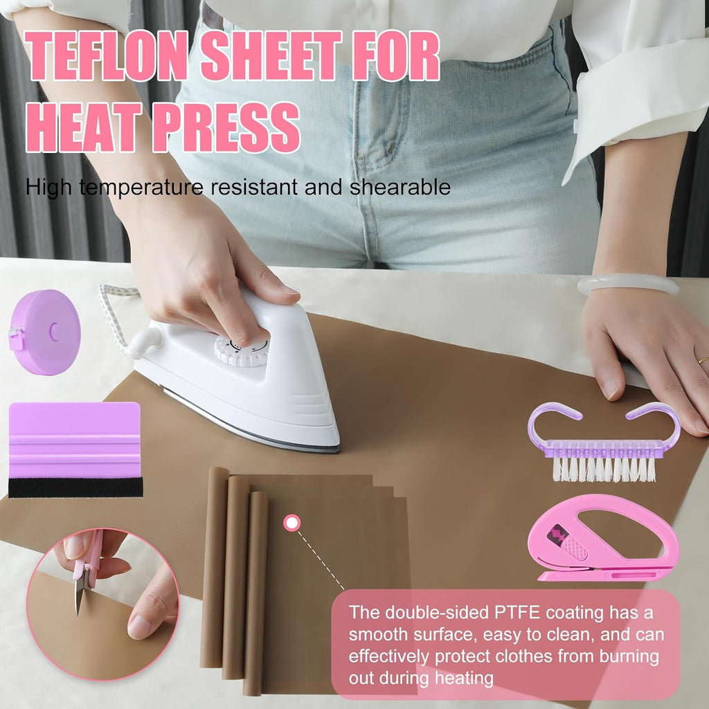 Sublimation Shirts Tool Kits With 8 T Shirt rulers, 3Pack Teflon Sheet for Heat Press 12*16in, Heat Resistant Gloves